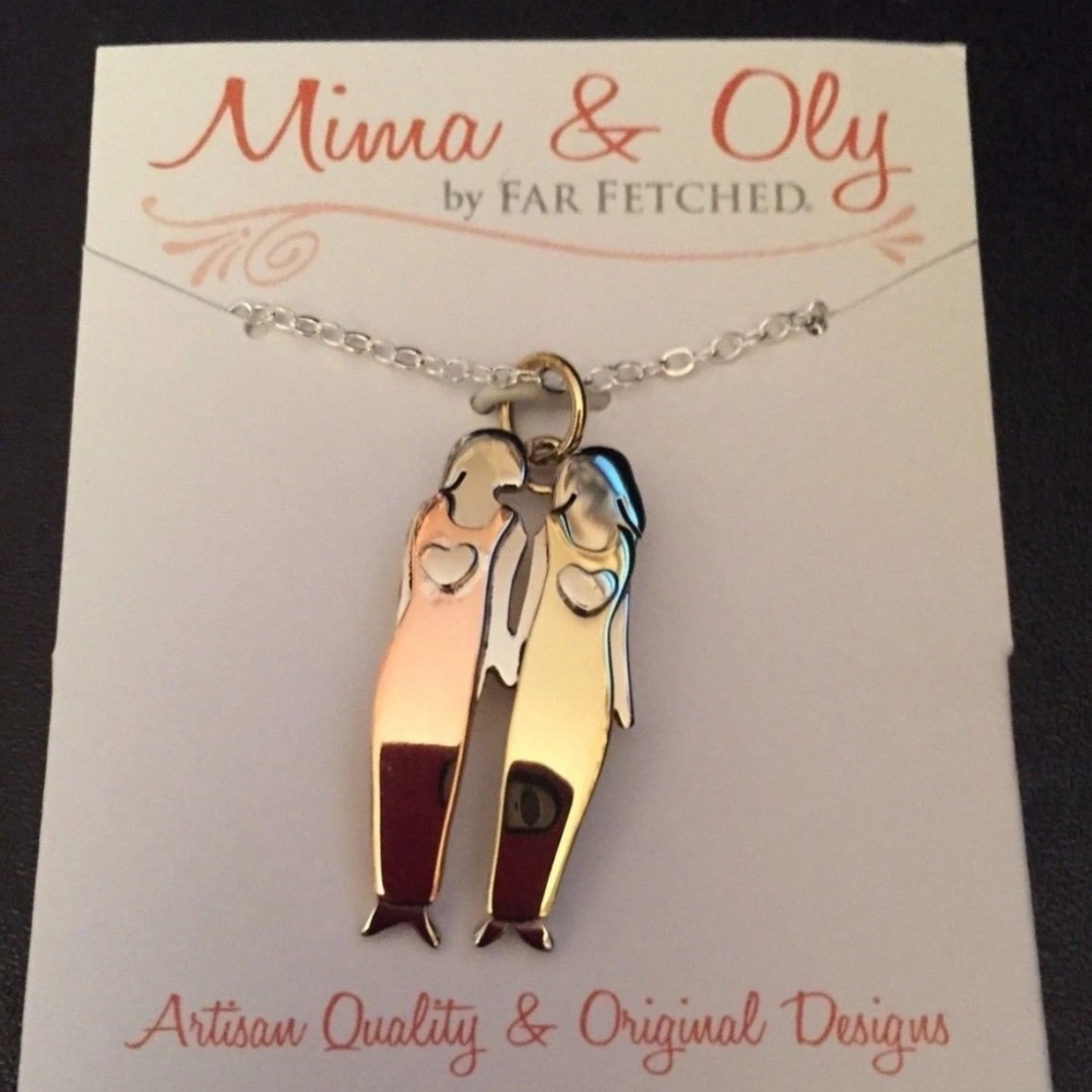 Two Sister Girlfriend Friendship Mixed Metals Necklace